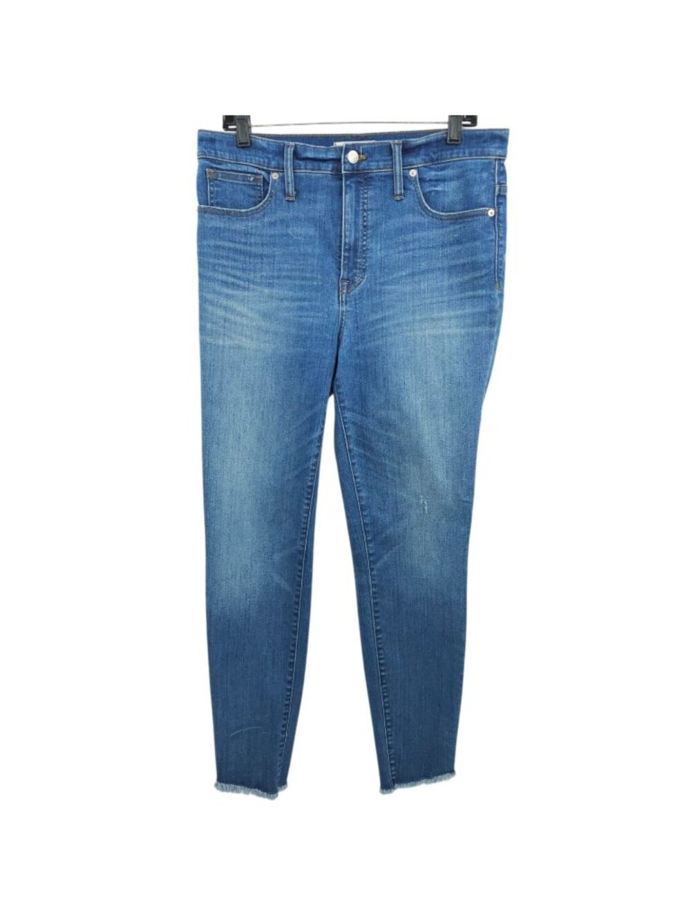 Madewell High Rise Skinny Jeans 31 Indie Sleek Medium Wash Chewed Raw Hem Denim